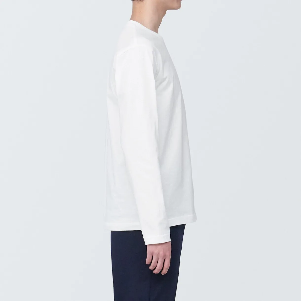 T‐shirt en jersey de coton lavé manches longues pour homme