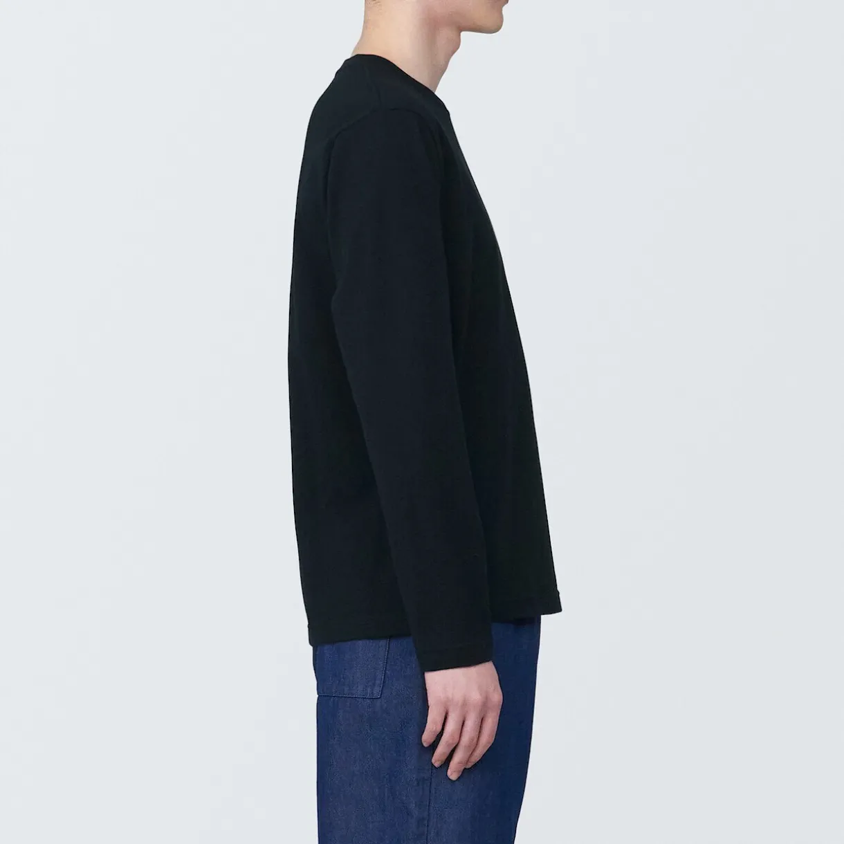 T‐shirt en jersey de coton lavé manches longues pour homme
