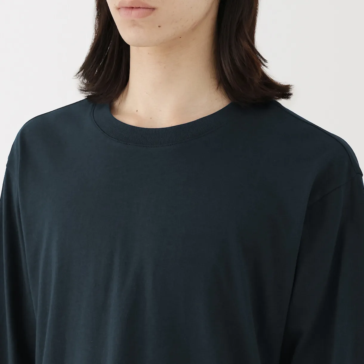 T‐shirt en jersey de coton lavé manches longues pour homme