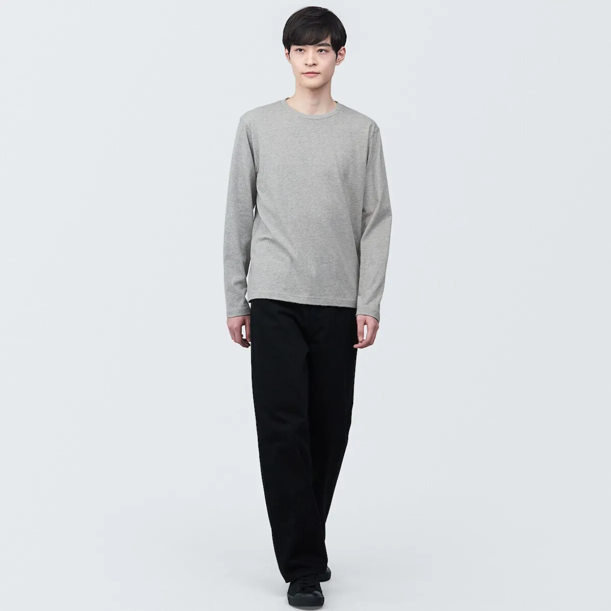 T‐shirt en jersey de coton lavé manches longues pour homme
