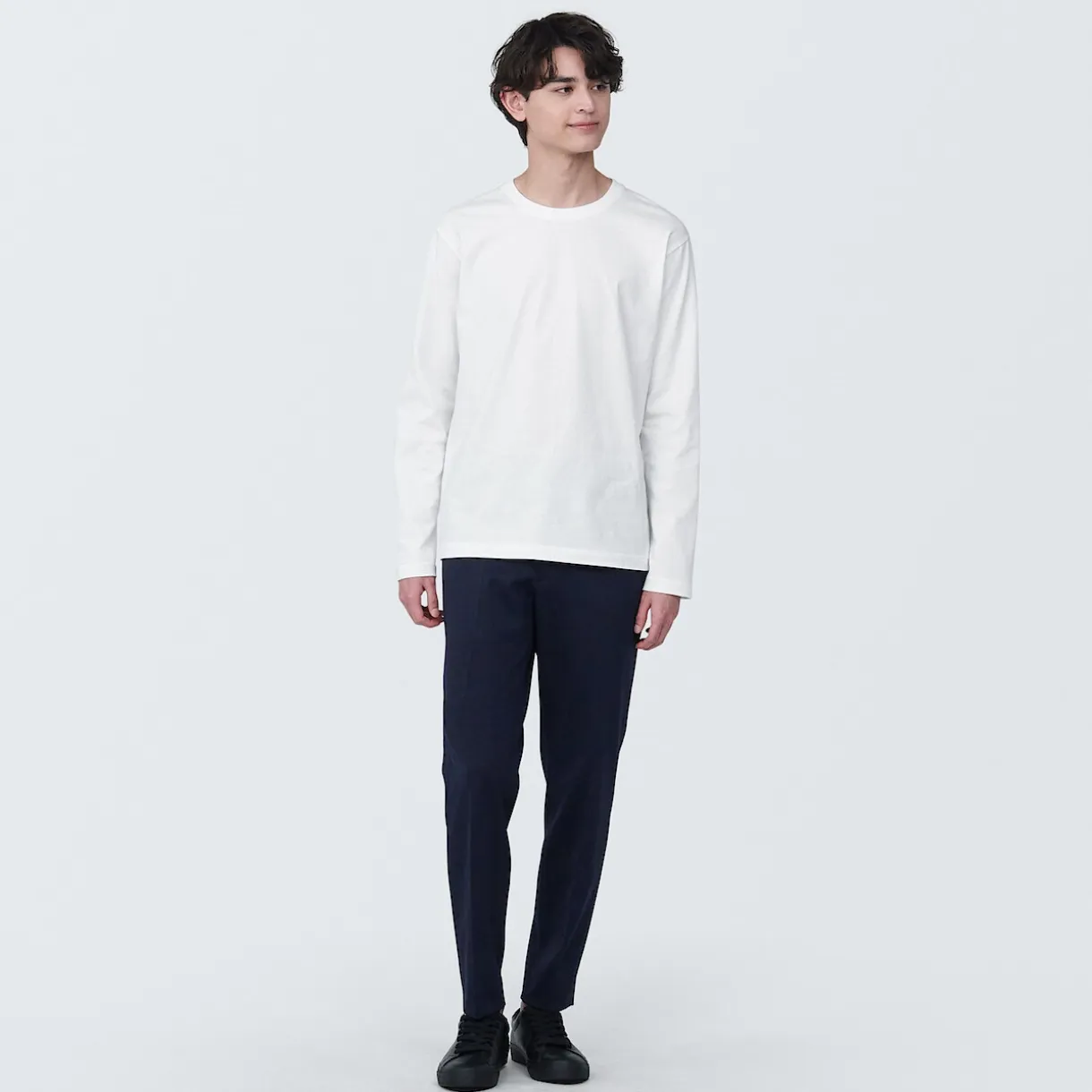 T‐shirt en jersey de coton lavé manches longues pour homme