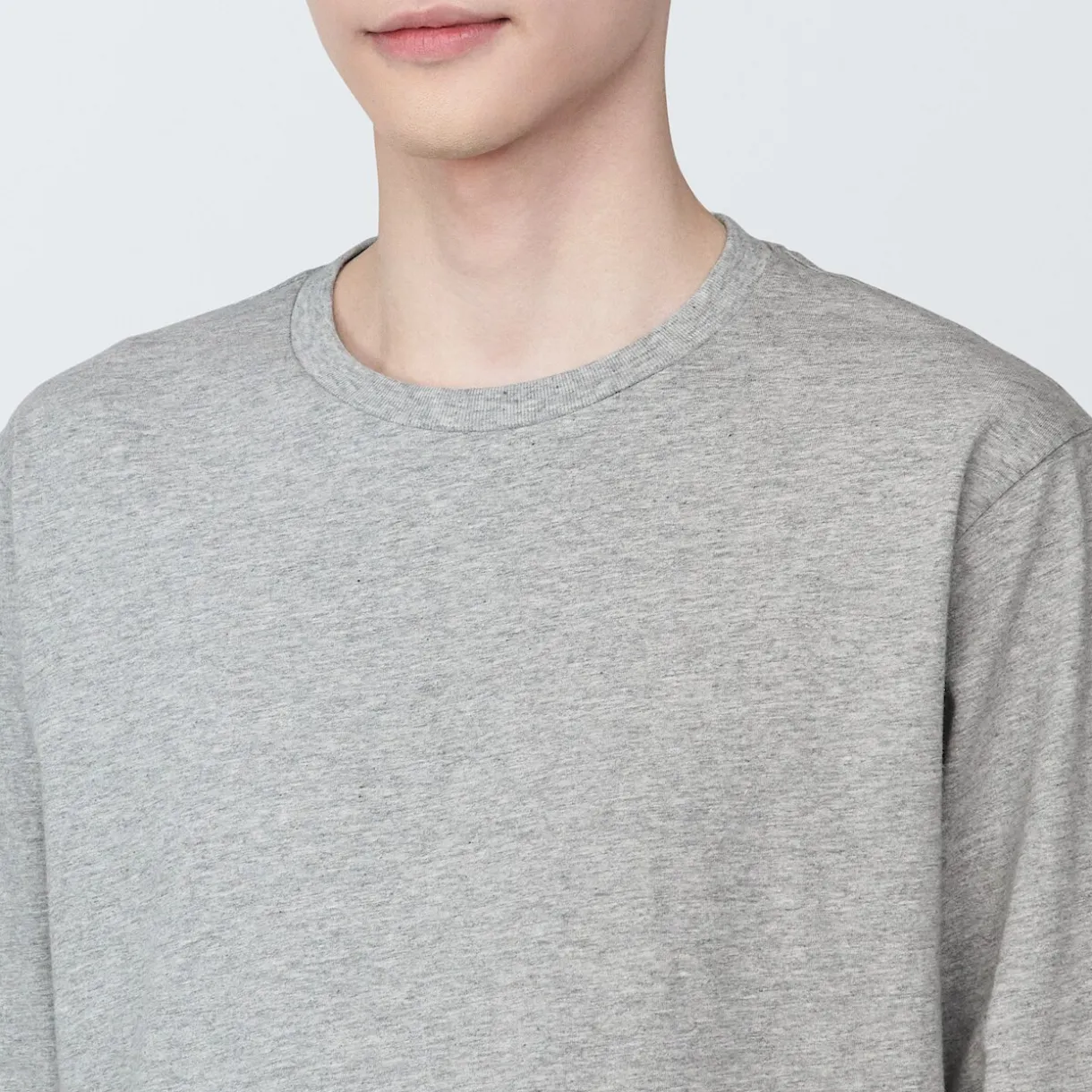 T‐shirt en jersey de coton lavé manches longues pour homme