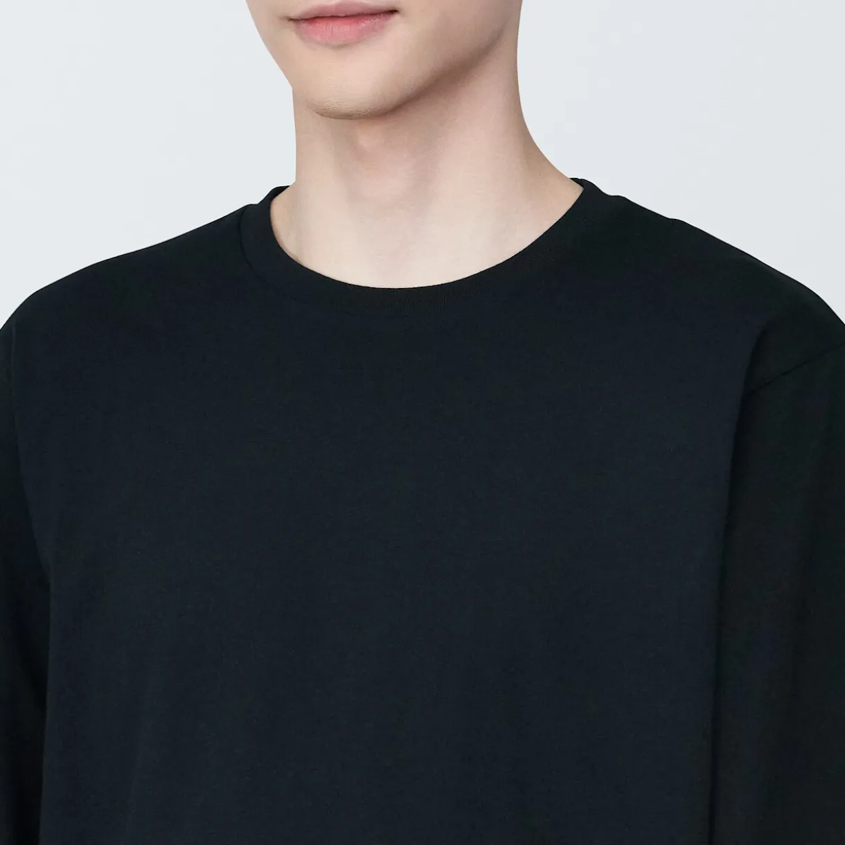 T‐shirt en jersey de coton lavé manches longues pour homme