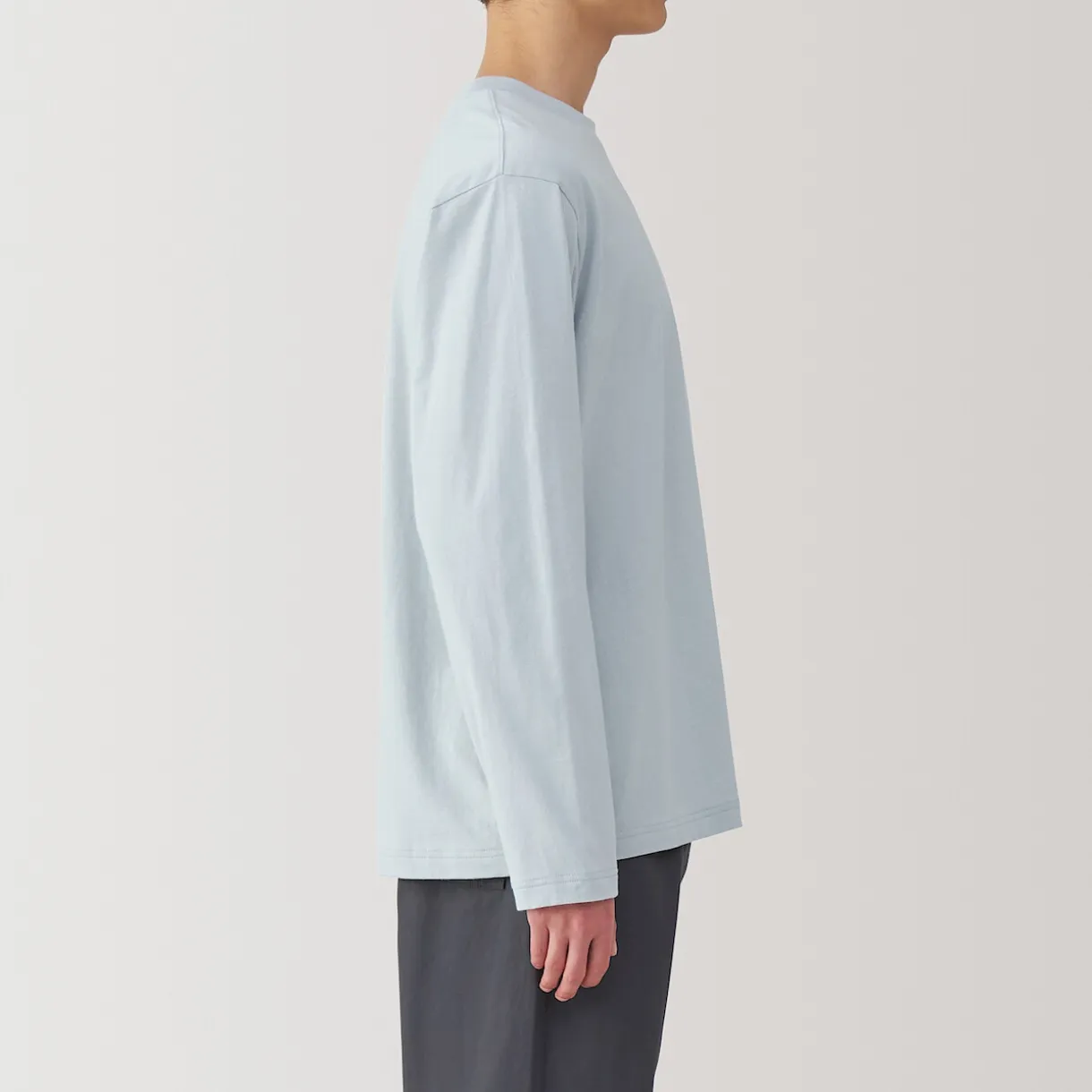 T‐shirt en jersey de coton lavé manches longues pour homme
