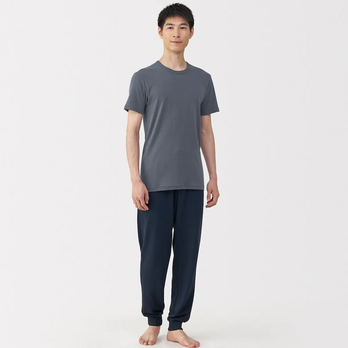 T‐shirt manches courtes col crew en coton chaud pour homme