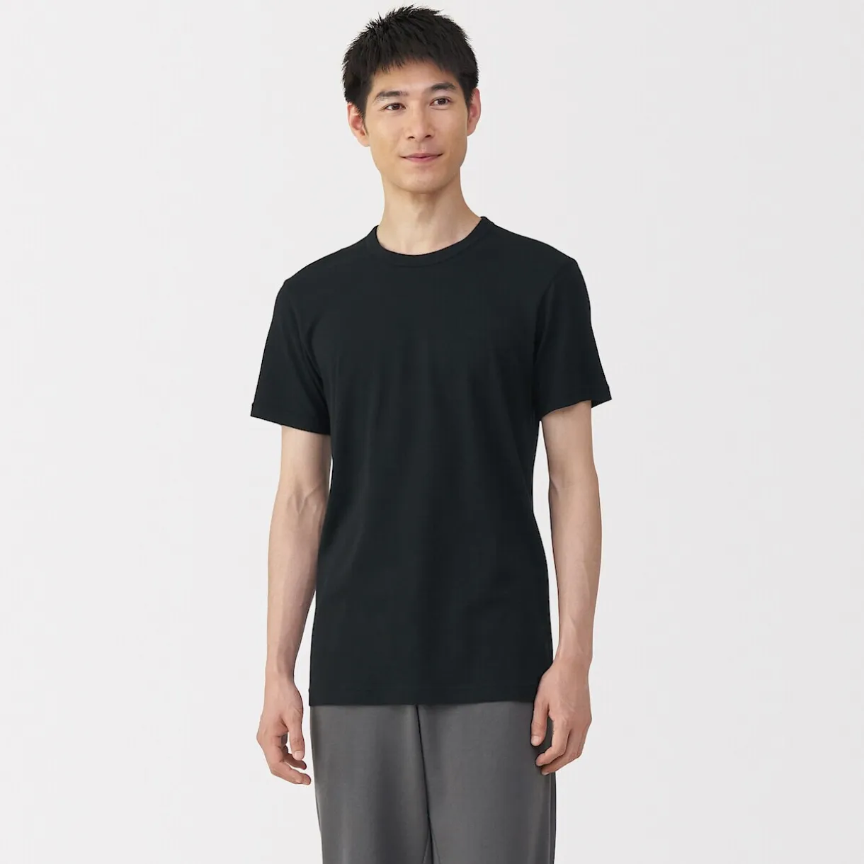 T‐shirt manches courtes col crew en coton chaud pour homme