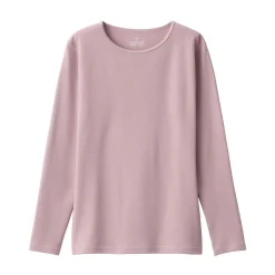 T‐shirt manches longues col rond en coton et laine chauds pour femme