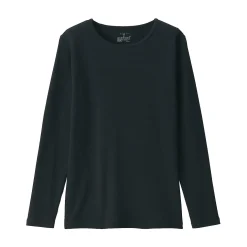 T‐shirt manches longues col rond en coton et laine chauds pour femme