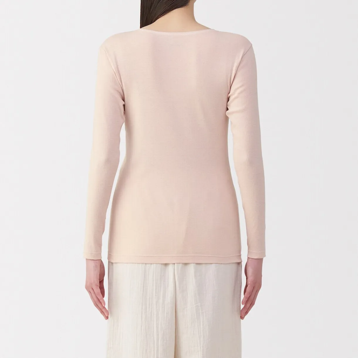 T‐shirt manches longues col rond en coton chaud pour femme