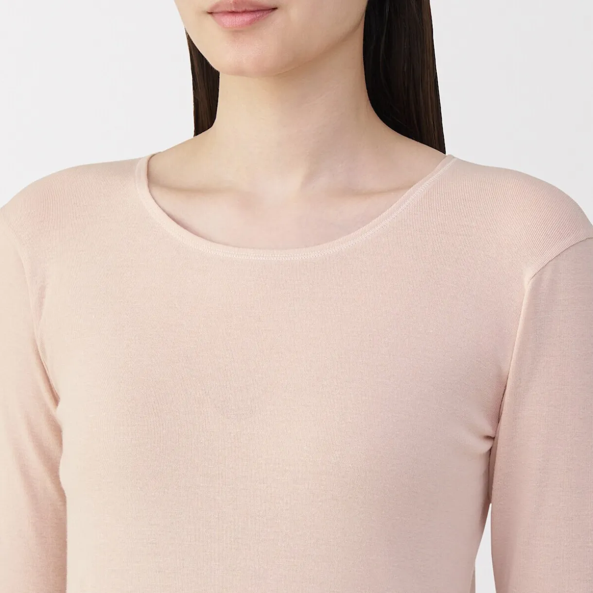 T‐shirt manches longues col rond en coton chaud pour femme