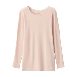 T‐shirt manches longues col rond en coton chaud pour femme