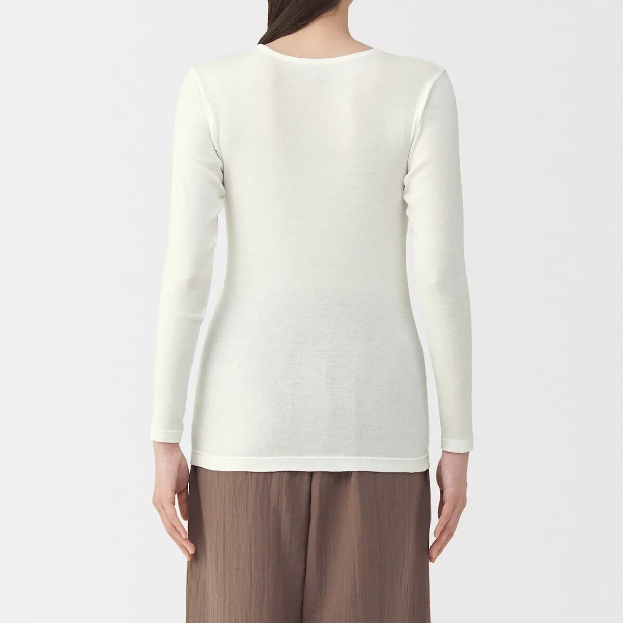 T‐shirt manches longues col rond en coton chaud pour femme