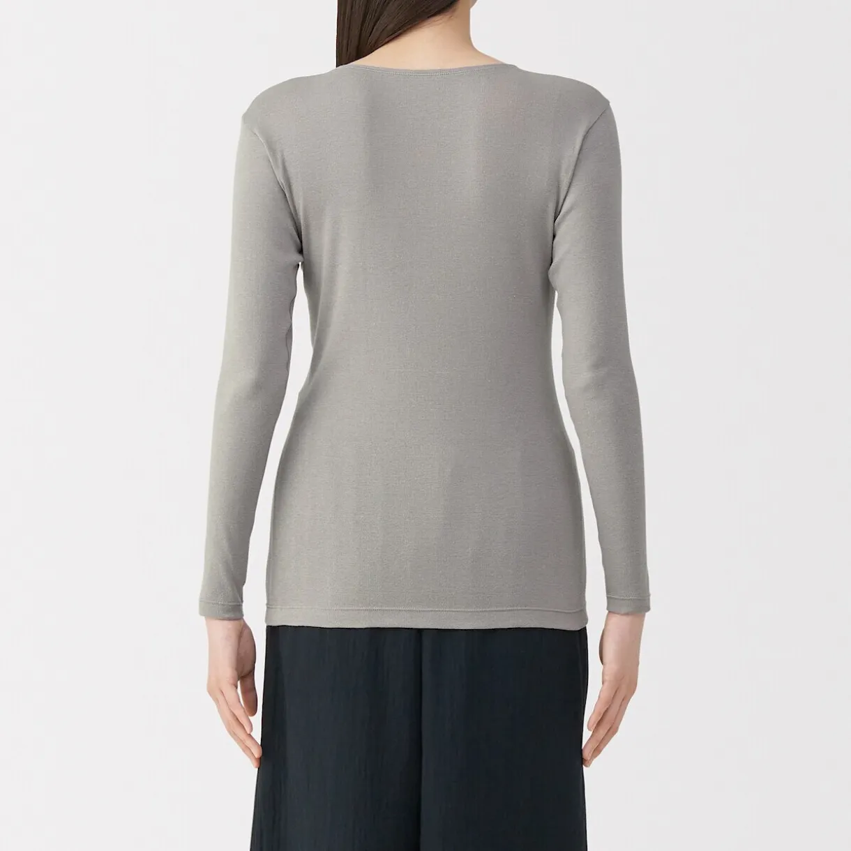 T‐shirt manches longues col rond en coton chaud pour femme