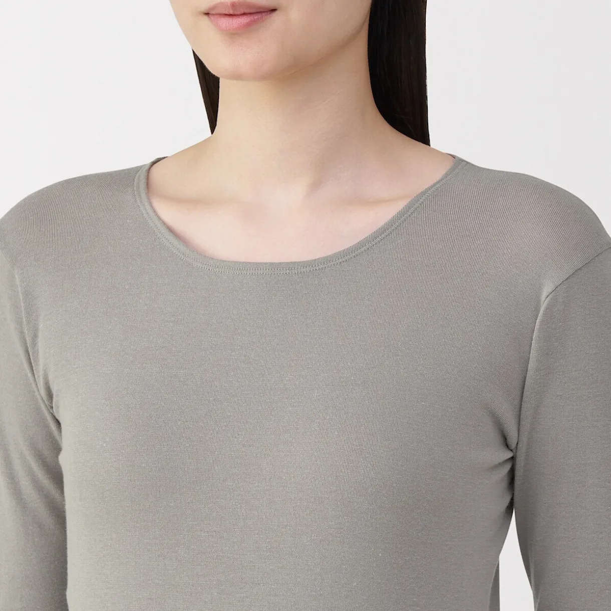 T‐shirt manches longues col rond en coton chaud pour femme