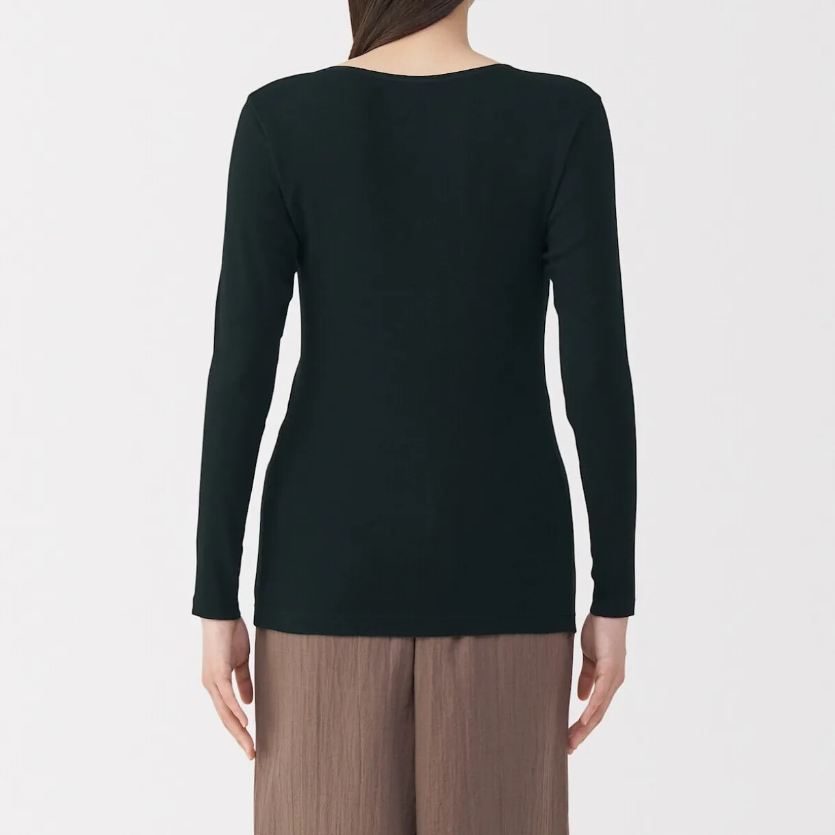 T‐shirt manches longues col rond en coton chaud pour femme