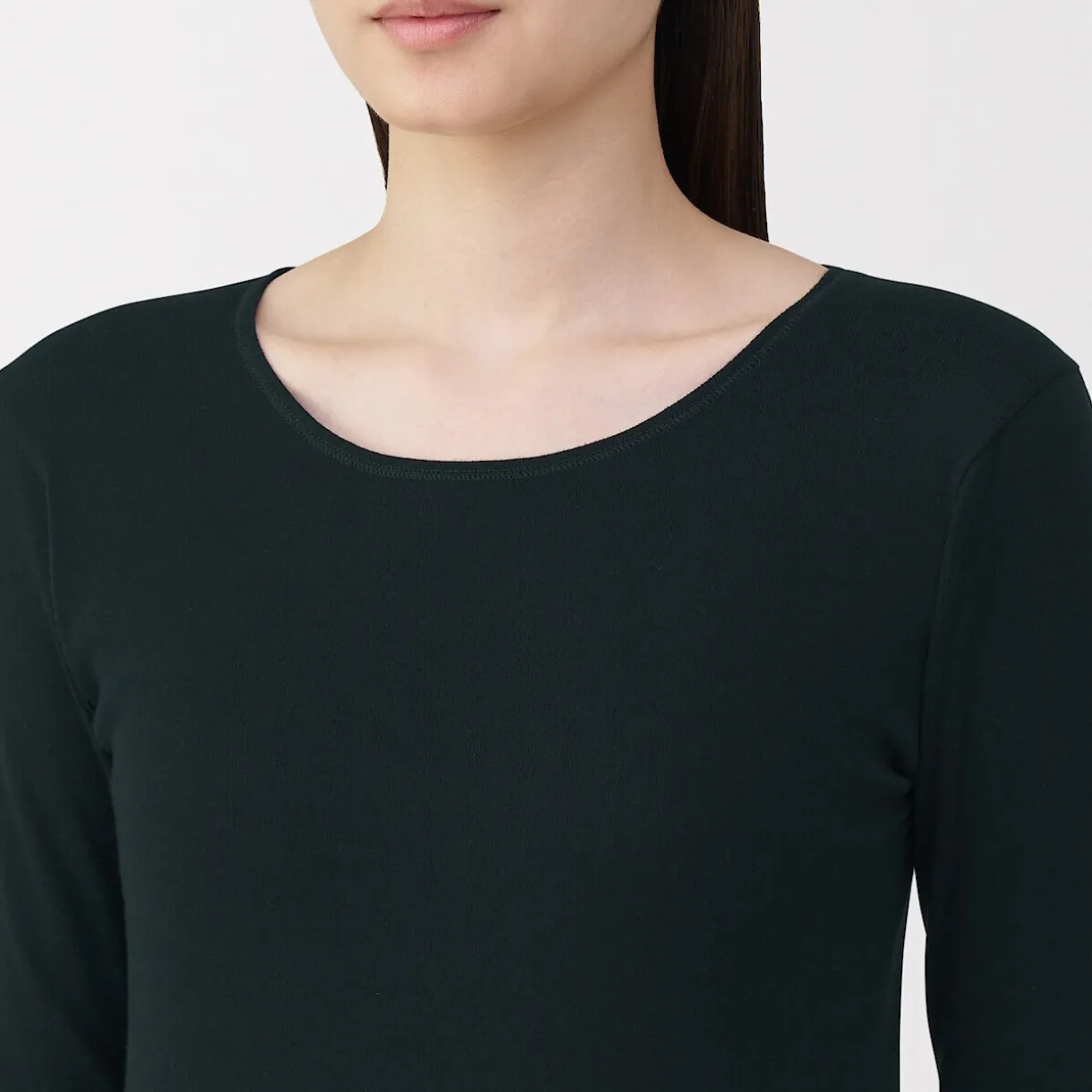 T‐shirt manches longues col rond en coton chaud pour femme