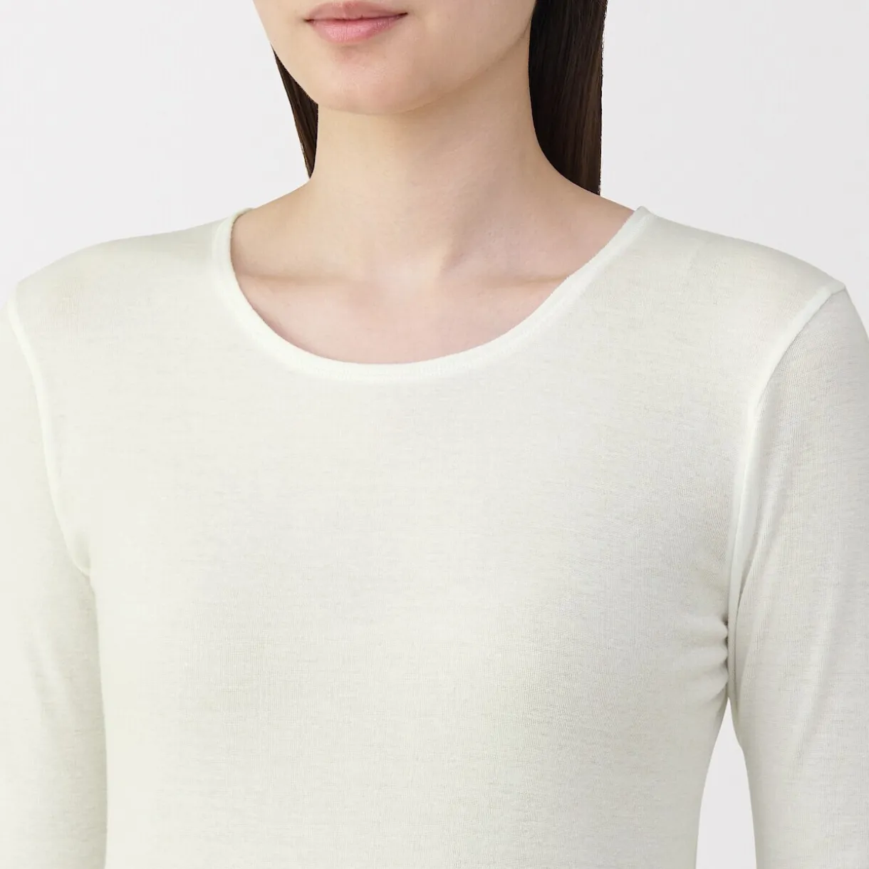 T‐shirt manches longues col rond en coton chaud pour femme