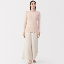 T‐shirt manches longues col rond en coton chaud pour femme