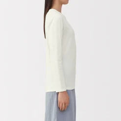 T‐shirt manches longues col rond en coton épais et chaud pour femme