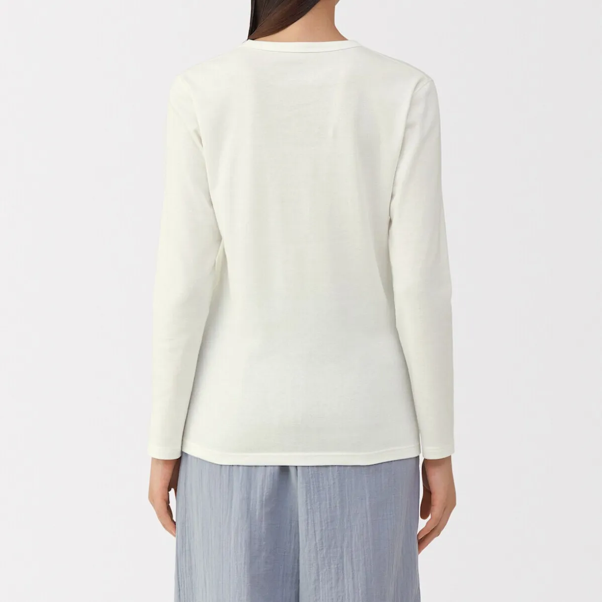 T‐shirt manches longues col rond en coton épais et chaud pour femme