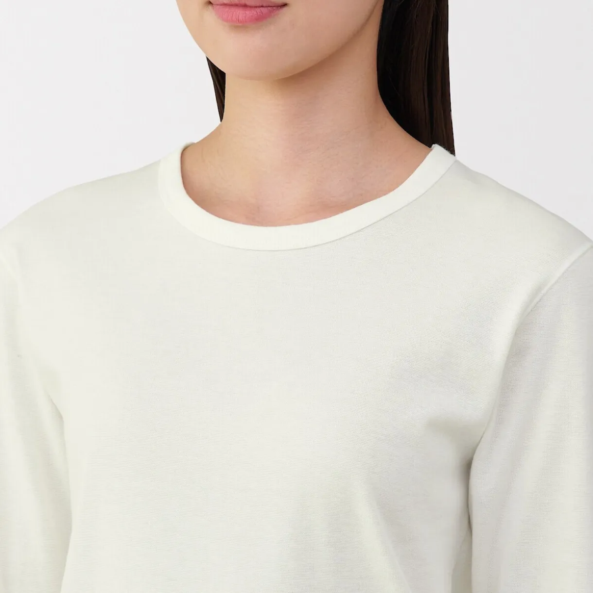 T‐shirt manches longues col rond en coton épais et chaud pour femme