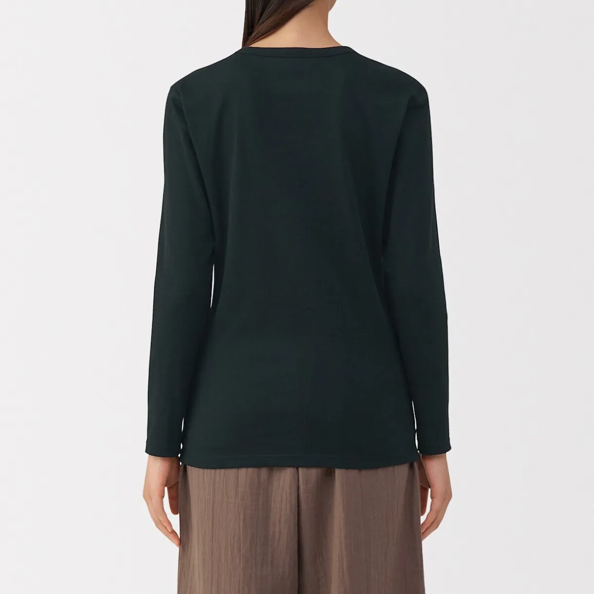 T‐shirt manches longues col rond en coton épais et chaud pour femme