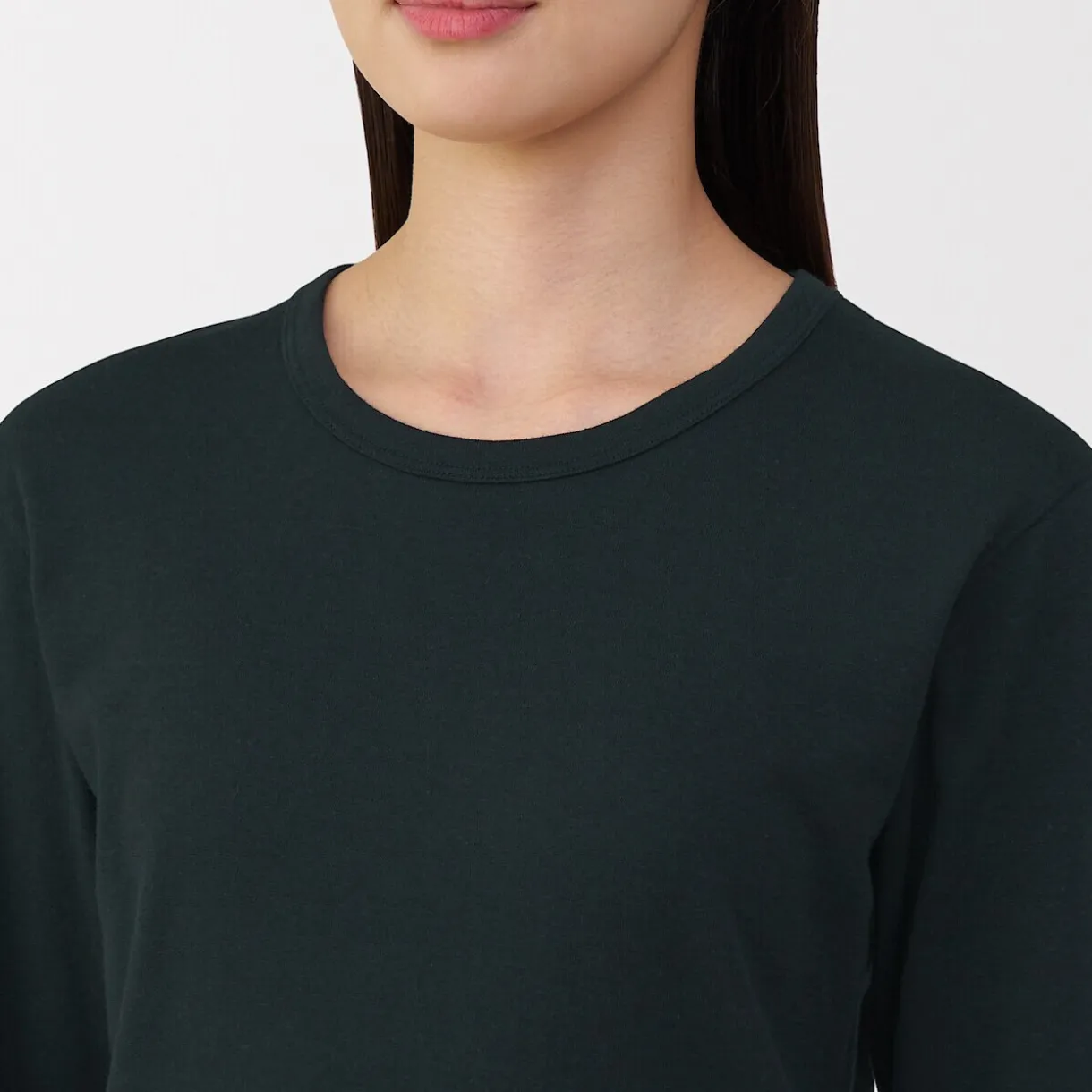 T‐shirt manches longues col rond en coton épais et chaud pour femme