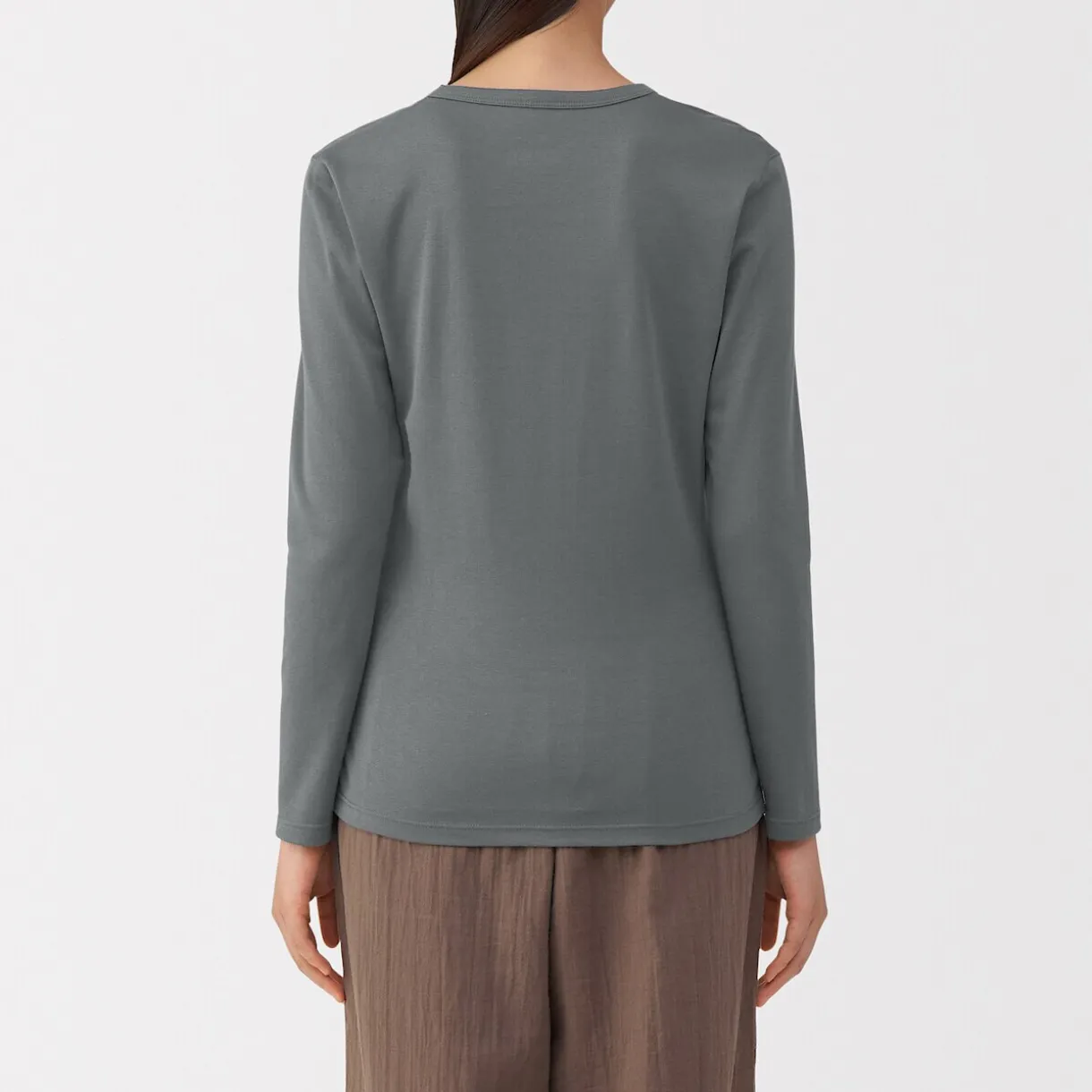 T‐shirt manches longues col rond en coton épais et chaud pour femme