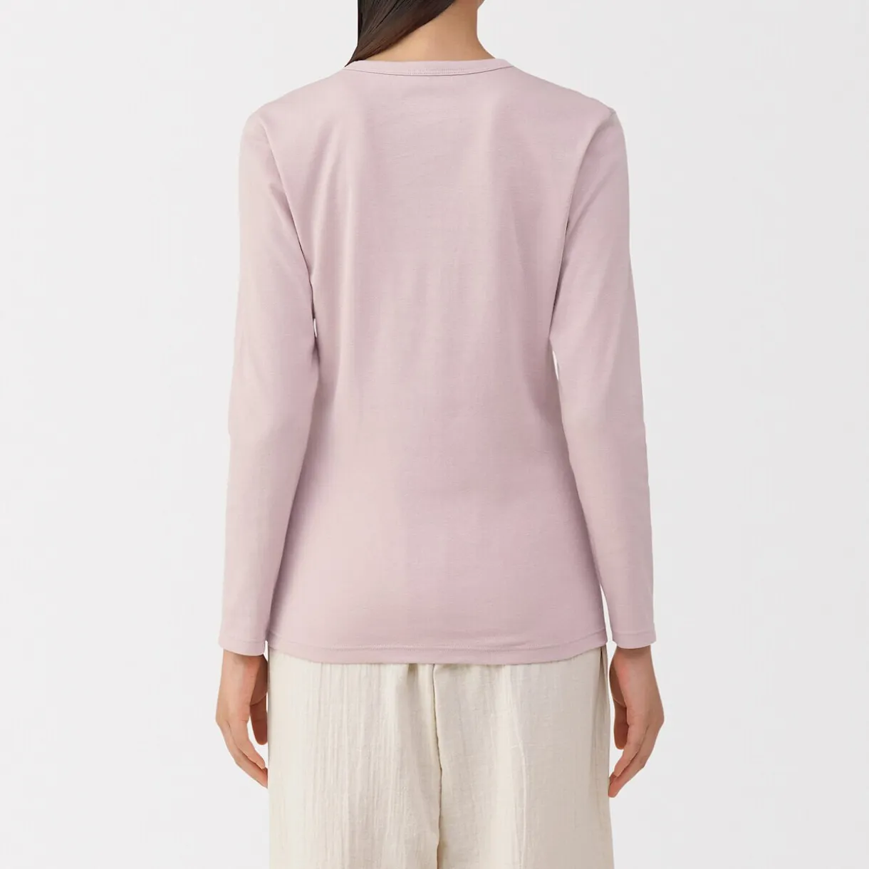 T‐shirt manches longues col rond en coton épais et chaud pour femme