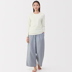 T‐shirt manches longues col rond en coton épais et chaud pour femme