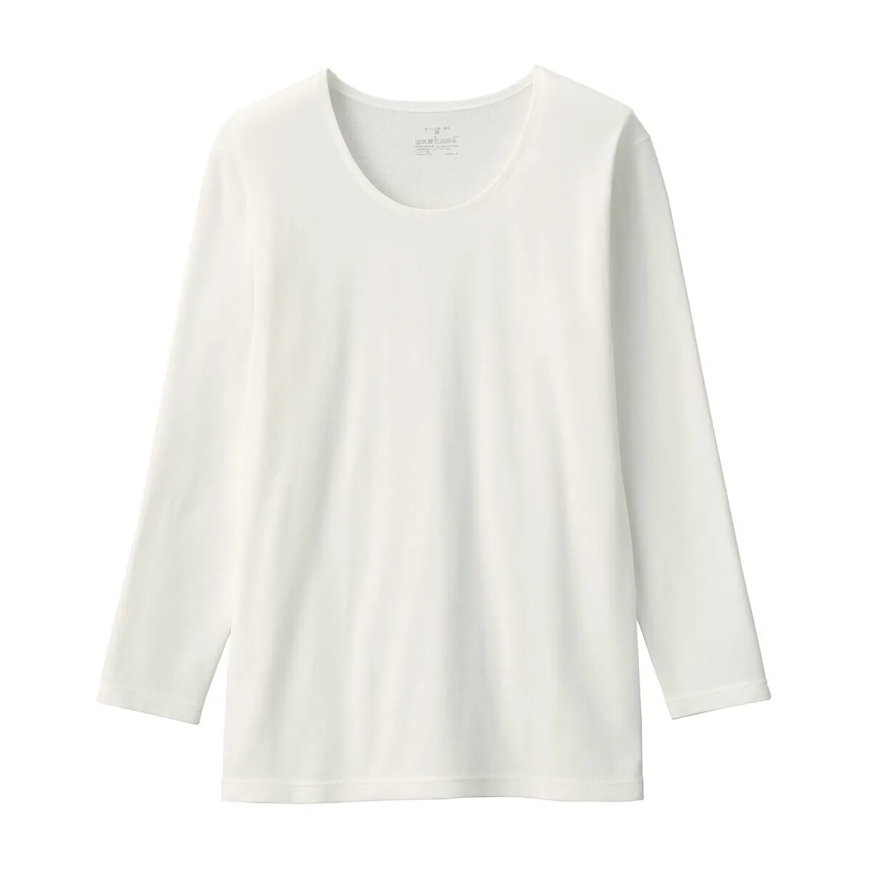 T‐shirt manches longues col U en coton épais et chaud pour femme