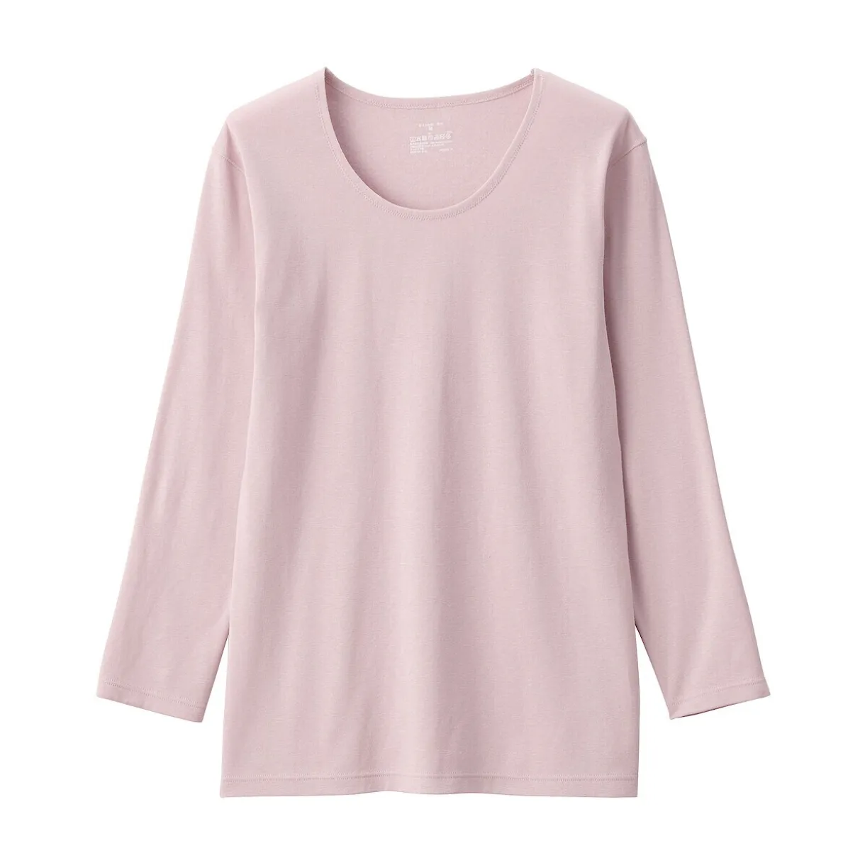 T‐shirt manches longues col U en coton épais et chaud pour femme