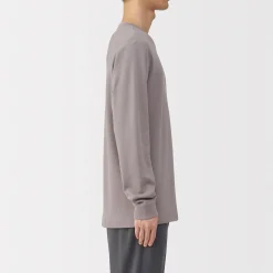 T‐shirt manches longues col rond en coton et laine chauds pour homme