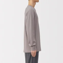 T‐shirt manches longues col rond en coton et laine chauds pour homme