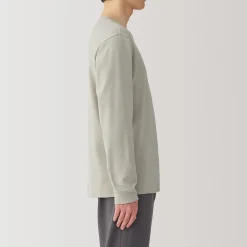 T‐shirt manches longues col rond en coton et laine chauds pour homme