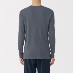 T‐shirt manches longues col crew en coton chaud pour homme