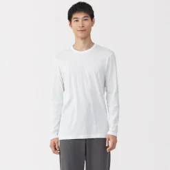 T‐shirt manches longues col crew en coton chaud pour homme