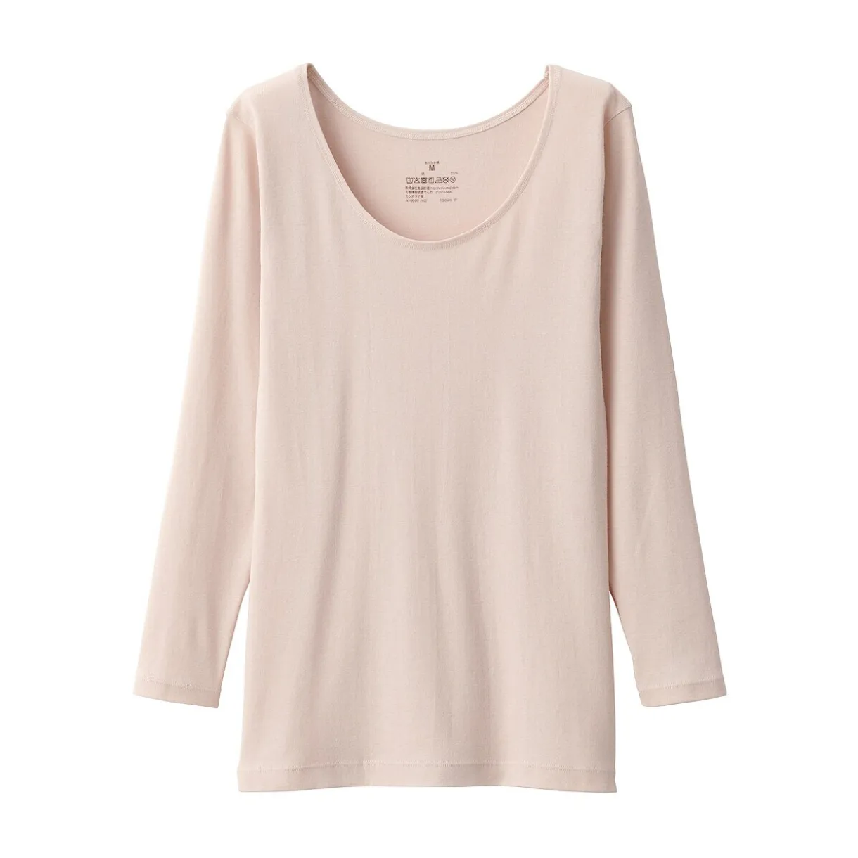 T‐shirt manches longues col U en coton chaud pour femme