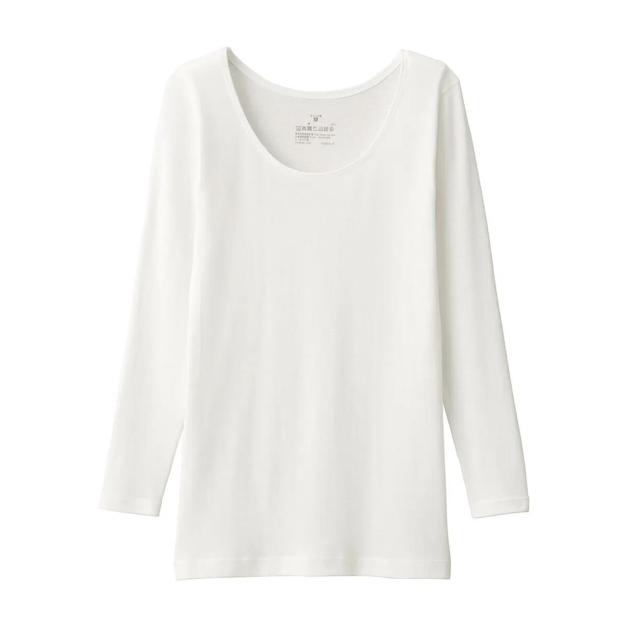 T‐shirt manches longues col U en coton chaud pour femme