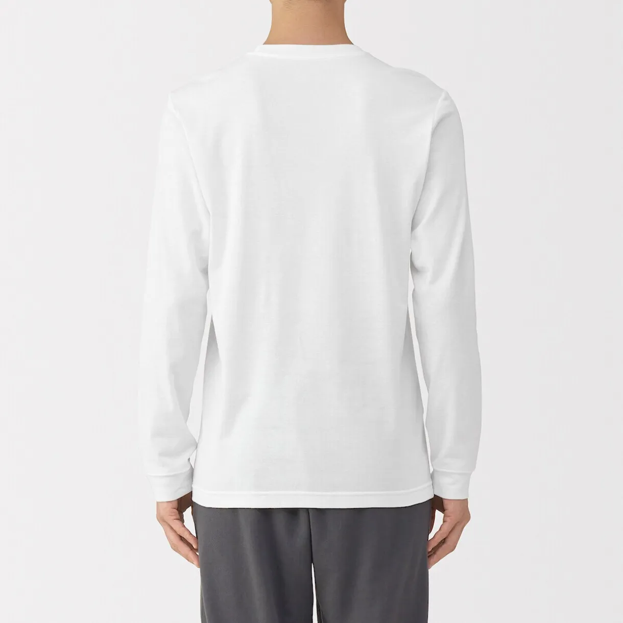 T‐shirt manches longues col U en coton épais et chaud pour homme