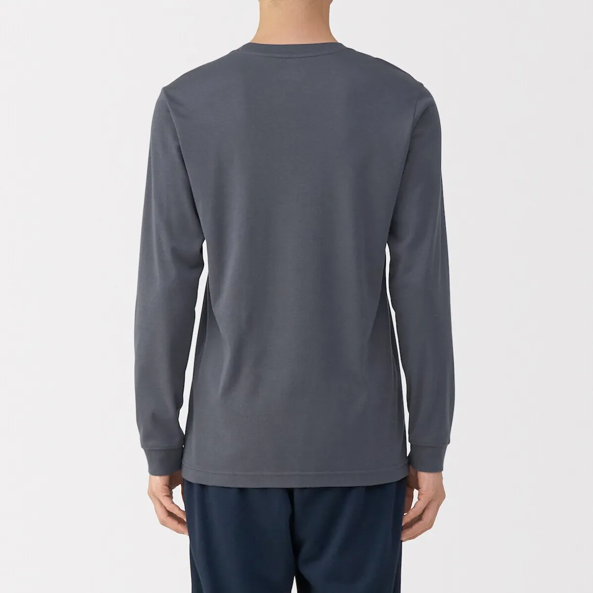 T‐shirt manches longues col U en coton épais et chaud pour homme