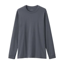 T‐shirt manches longues col U en coton épais et chaud pour homme