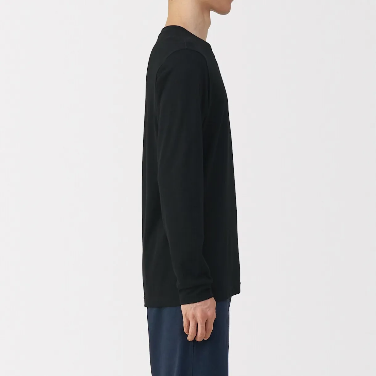 T‐shirt manches longues col U en coton épais et chaud pour homme