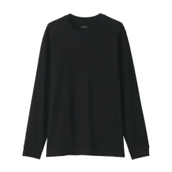 T‐shirt manches longues col U en coton épais et chaud pour homme
