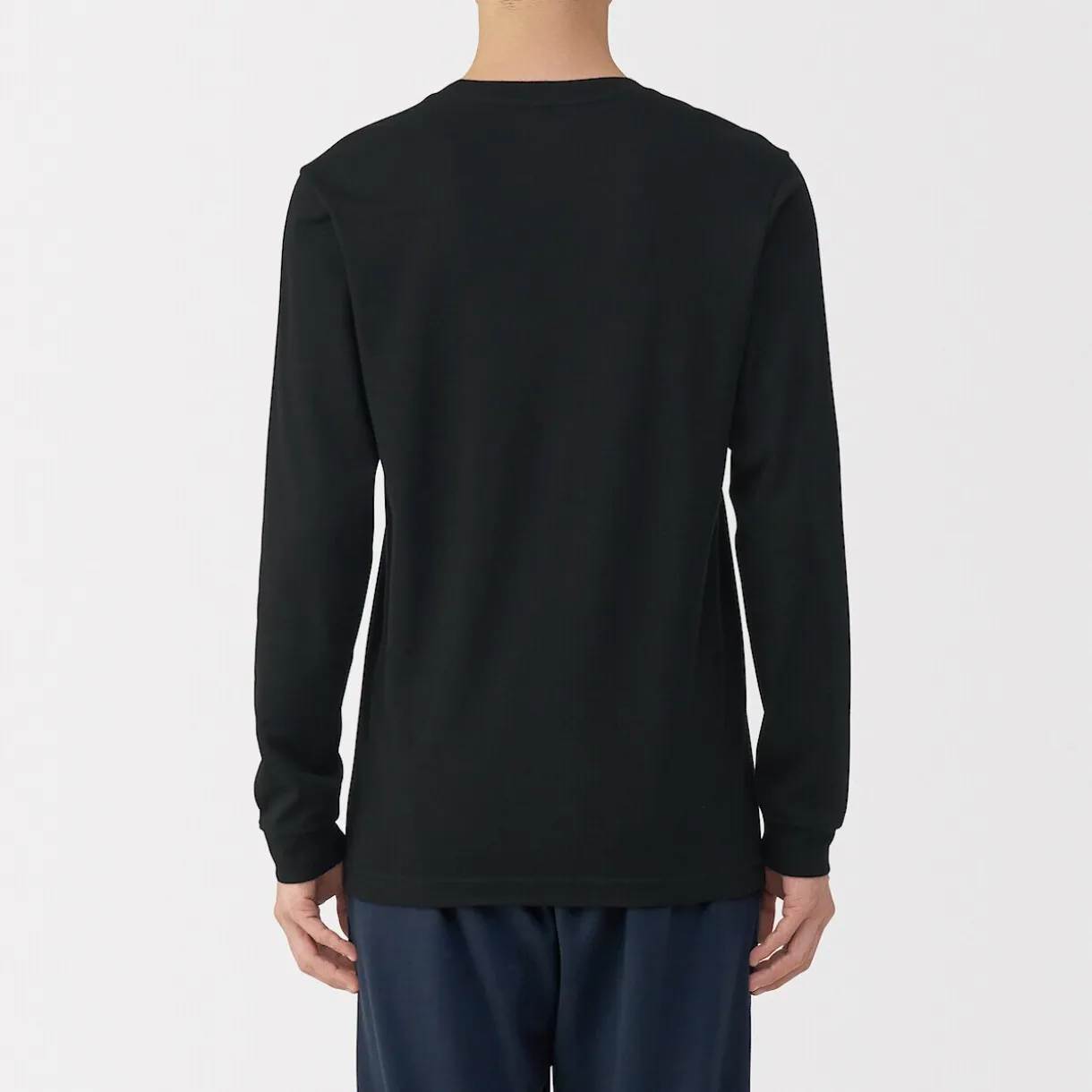 T‐shirt manches longues col U en coton épais et chaud pour homme