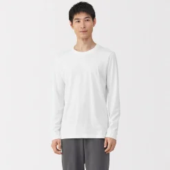 T‐shirt manches longues col U en coton épais et chaud pour homme
