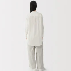 Tunique à col montant en popeline de coton biologique pour femme