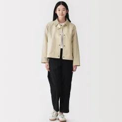 Veste à col montant en velours côtelé déperlant pour femme