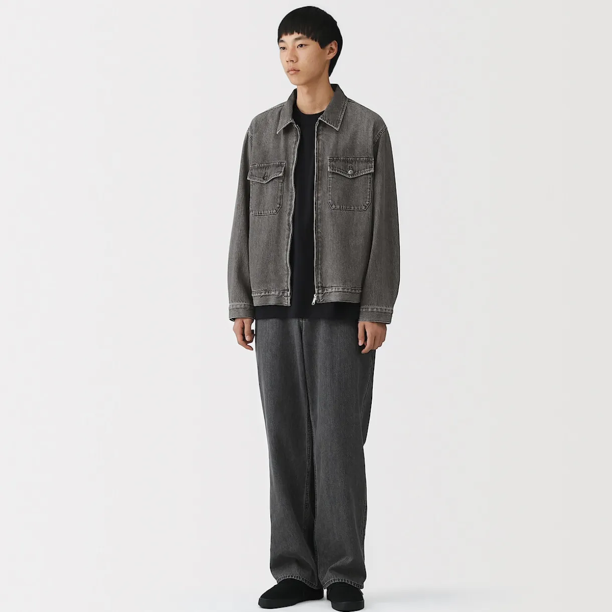 Veste à poches denim en kapok mélangé pour homme