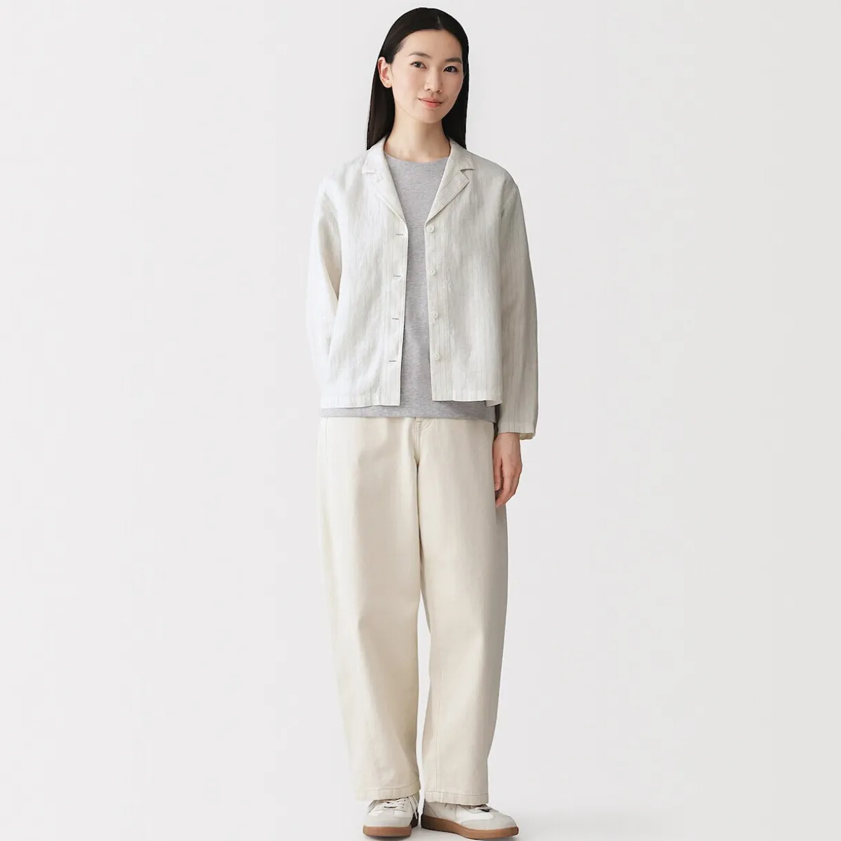 Veste chemise en lin lavé pour femme